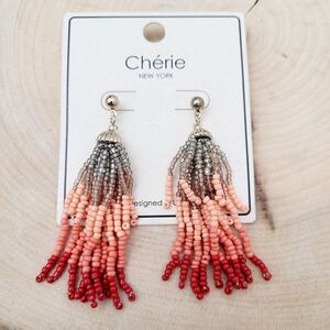 Brand New Cherie (Cherry) Gold Tone  Beads Earrings